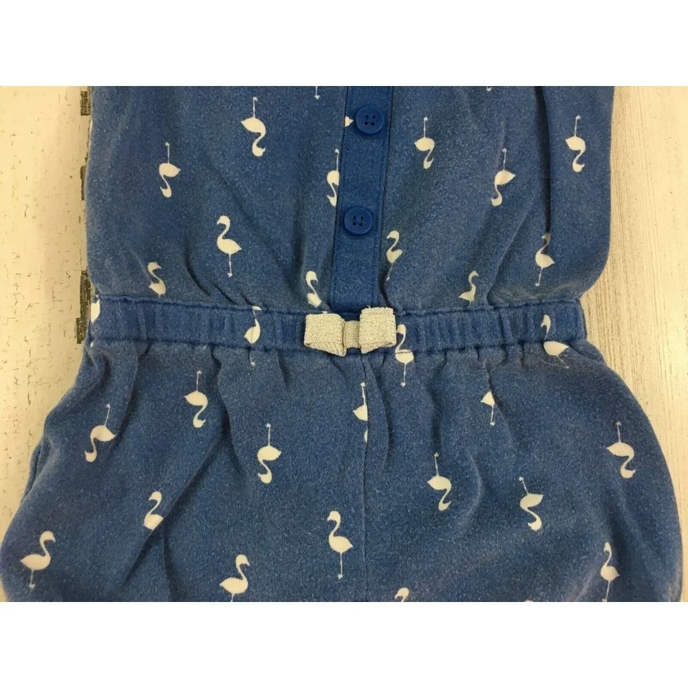 Gymboree Baby Girls 12 to 18 M Blue White Flamingo Romper